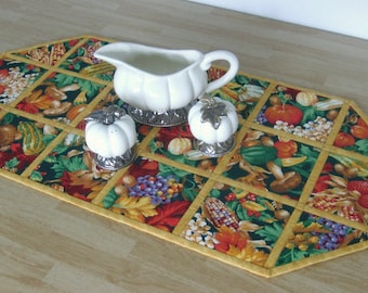 Vintage Fabric  Fall Thanksgiving Table Runner, quilted table runner, small table runner, autumn table runner