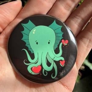 Cute Cthulhu octopus button pin