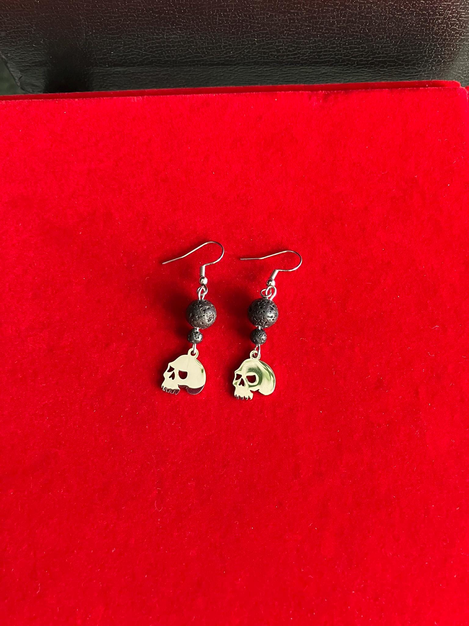 Boucles D'oreilles Gothiques Roses Et Noires : Pendantes En Acier Inoxydable, 8,5 Cm, Style Rock Ou Romantique