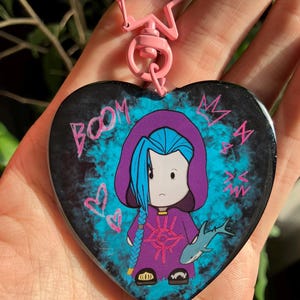 Cute heartshaped Jinx Keychain - Acrylic Keychain - Arcane