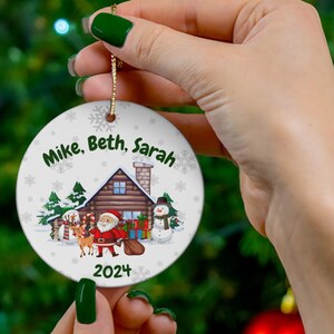 Personalized Christmas Ornament with Festive Holiday Scene,Ceramic Ornament, Holiday Decoration, Custom Christmas Gift, Christmas Tree