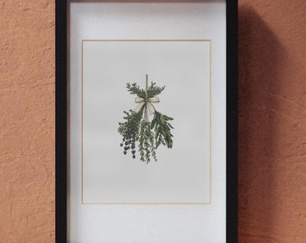 Gerahmtes Poster, hängender Kraut gerahmter Druck, Wandkunst, botanisches Dekor, Wohnkultur, Küchendeko, Kräutergarten-Poster, 8x10