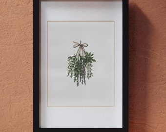 Gerahmtes Poster, hängender Kraut gerahmter Druck, Wandkunst, botanisches Dekor, Wohnkultur, Küchendeko, Kräutergarten-Poster, 8x10