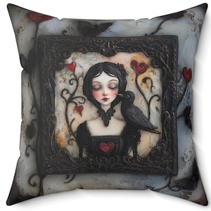 Gothic Valentine Pillow: Spun Polyester Square Pillow, Dark Romance Decor