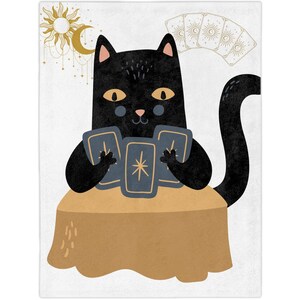 Tarot Katze, Tarot Decke, Kartenleser, Samt werfen, Mikrofaser Samtdecke, Katzenliebhaber Geschenk, Kuschelige Decke, Wohnkultur, Tarot Geschenk