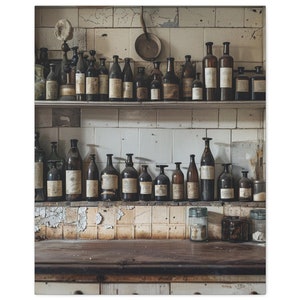 Rustic Farmhouse Bottles Print,Canvas Wall Art, Stretched Matte Canvas, Home Decor, Country Chic Art, Modern Farmhouse Wall Decor,