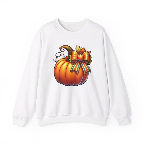 Cozy Autumn Pumpkin & Ghost Sweatshirt  Heavy Blend™ Crewneck Sweatshirt
