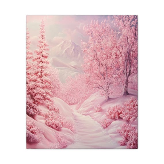 Pink Winter Scene Matte Canvas, Stretched, 1.25"
