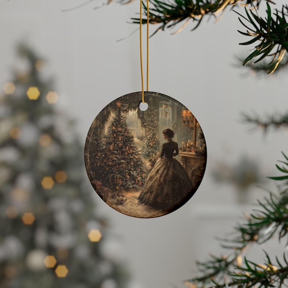 Victorian Christmas Ceramic Ornaments,Christmas Decorations, Holiday Ornaments, Festive Decor, Christmas Tree Decor, Holiday Gift