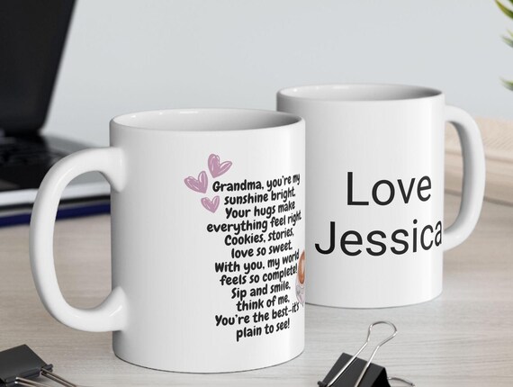 Personalized Grandma Ceramic Coffee Mug ,Gift for Birthdays, Anniversaries, Holidays, Cute Kitchen Decor, Love, Friendship,Mothers Day Gift