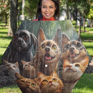 Cats and Dogs Umbrella: Semi-Automatic Foldable, Pet Lover Gift