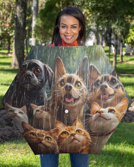 Umbrella, Cats and Dogs Semi-Automatic Foldable , Cat Lovers Gift, Dog Lovers Gift, Umbrella