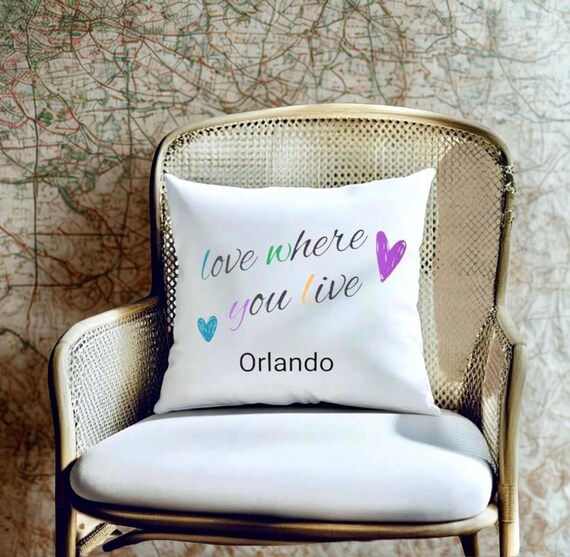 Love Where You Live Pillow, Personalized Home Decor, Colorful Accent Pillow, Cozy Gift for Housewarming, Custom Throw Pillow