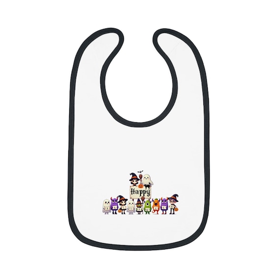 Halloween Baby Bib, Happy Halloween Bib with Fun Halloween Characters, Halloween Baby Costume, Trick or Treat Toddler Bib, Halloween Bib
