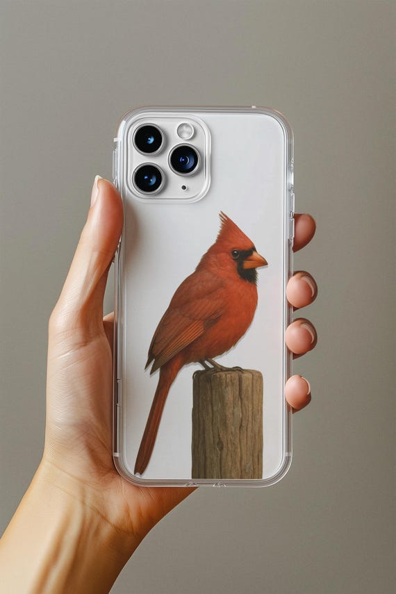 Cardinal Phone Case, Clear iPhone Case, Bird Lover Gift, Nature Inspired Tech, Animal Design, Spiritual Phone Case