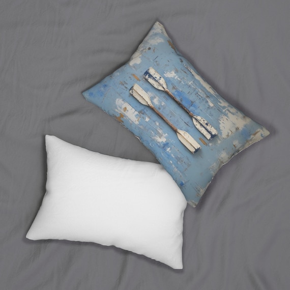 Nautical Pillow, Oars Pillow, Coastal Decorative Cushion, Beach House Throw Pillow, Ocean Theme Home Accent, Sea Lover Gift, 20x14