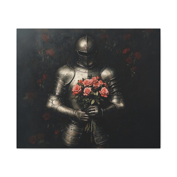 Knight Canvas Print, Knight of Love wall art, romantic canvas decor, fantasy knight gift, love story wall decor, armor, valentines day