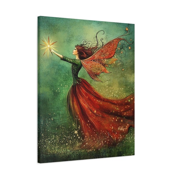 Angel Canvas Wall Art  Christmas, Matte Stretched, Holiday Home Decor, Religious Wall Decor, Festive Wall Hanging,