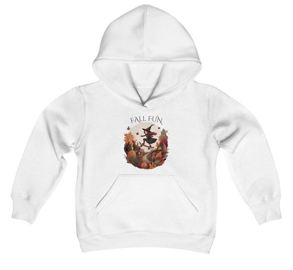 Fall Fun Young Witch Skateboard Hoodie, Youth Girl Fall Skateboarding Sweatshirt, Youth Skater Witch Pullover, Halloween Skate Hoodie,