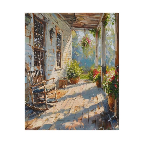 Rustic Farmhouse Wall Art, Canvas Print, Rocking Chair on the Front Porch Rustic Farmhouse Wall Art,  Home  Decor and Wall Art,Country Vibe