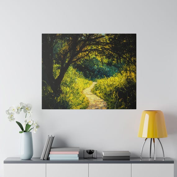 Canvas Wall Art, Pathway Through the Woods, Forest Landscape, Nature Print, Rustic Home Decor, Matte Photograph, Stretched Picture, 0 75