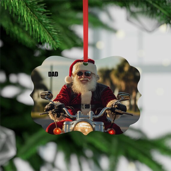 Personalized Motorcycle Santa Metal Plaque Ornament,Christmas Ornament, Motorcycle enthusiasts, bike lover gifts, ornaments