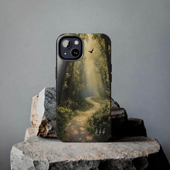444 Angels With Us Inspirational Tough Phone Cases, Guardian Angels Forest Design,Angelic Woods Phone Case, Spiritual Phone Accessory,