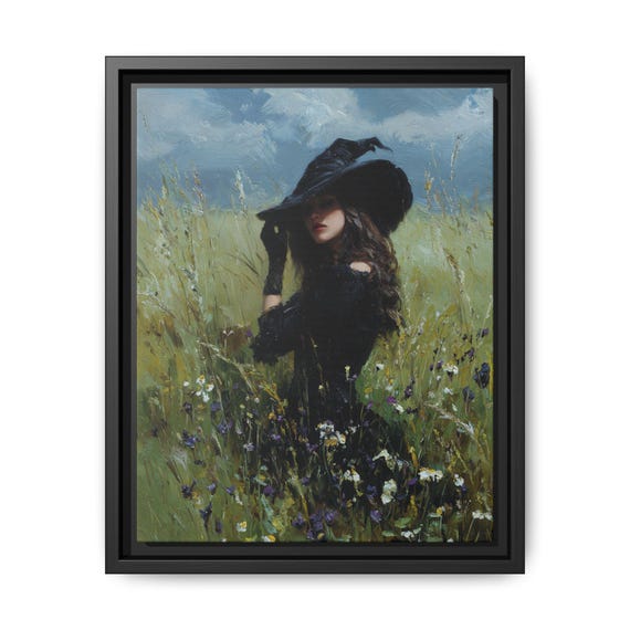 Witch Framed Canvas Wall Art, Witch Decor, Boho Home Accent, Witchy Woman Art, Witch Art,Magical Art