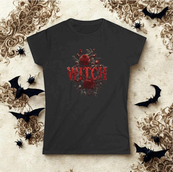 Witchy Floral Women's Softstyle Tee | Halloween, Witchcraft, Unique Gift, Occult Fashion, Spooky Apparel