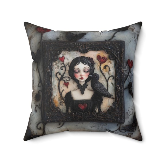 Gothic Pillow, Valentine Pillow, Spun Polyester Square Pillow, Decorative Pillow, Home Decor Pillow, Gothic Home Accents, Valentine's Day
