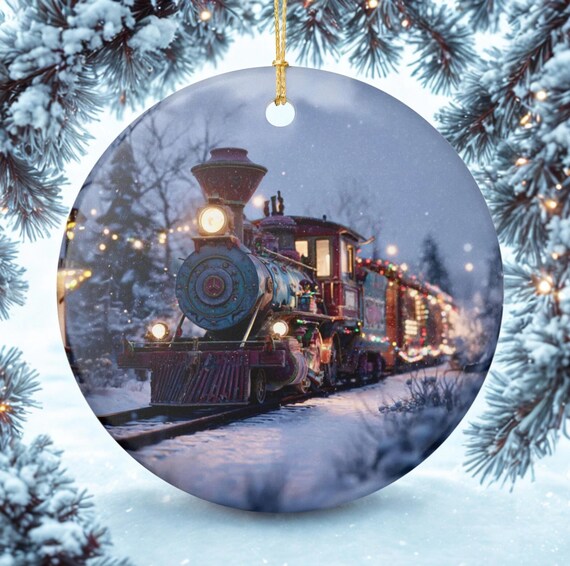 Vintage Train Holiday Ornament, Christmas Gift, Decorative Tree Decoration, Festive Home Decor, Winter Wonderland Decor