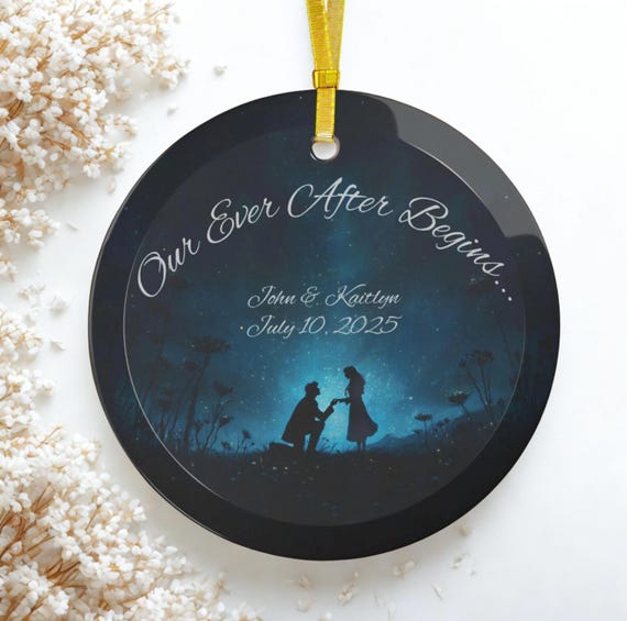 Personalized Glass Engagement  Ornament, Wedding Keepsake, Engagement Christmas Ornament, Engagement Gifts, Anniversary Memories