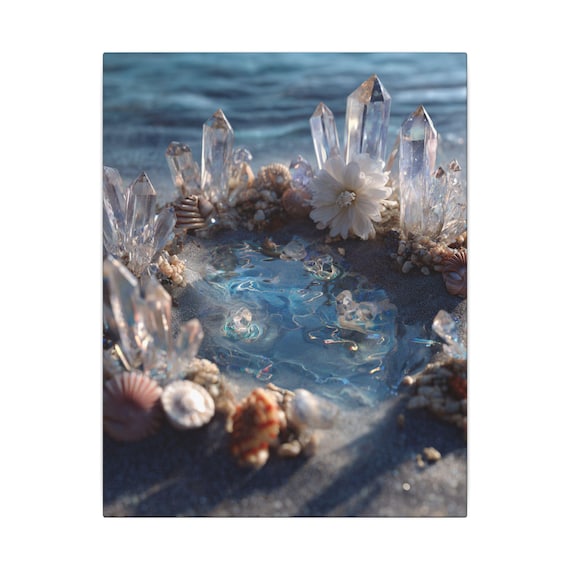 Ocean-Inspired Wall Art, Crystal Art, Beach Decor, Coastal Home Accent, Summer Vibe Art, Ocean Canvas Print, Nautical Gift