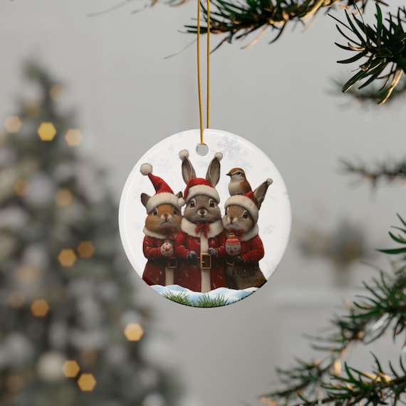 Woodland Critter Animal Ornament, Christmas Ornament, Bunny Ornament, Little Animal