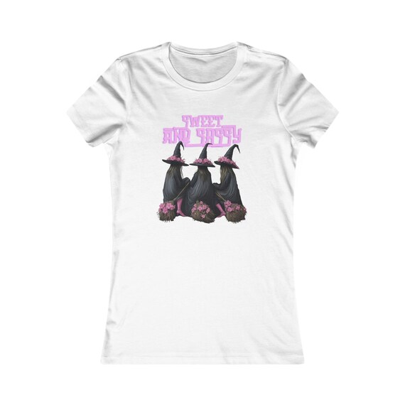 Witch T-Shirt, Cute Witch Trio with Pink Flowers, Halloween Shirt, Women's Graphic Tee, Witchy Gift for Her, Halloween Fashion, Sweet Witchy