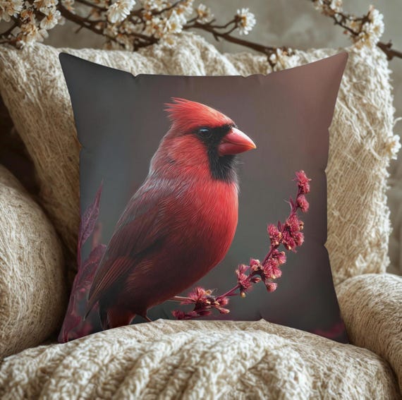 Vibrant Cardinal Decorative Pillow: Nature-Inspired Home Decor