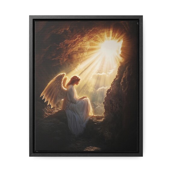 Angel in Heaven Framed Canvas Wall Art,Spiritual Decor,Angelic Artwork, Memorial Gift,Serene Angel Canvas,Spiritual Inspirational Gift,Angel
