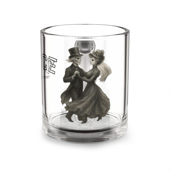 Romantic Ghost Dance Glass Mug - 10oz, Couples Gift,Halloween Gift, Goth Anniversary Present, Haunted Decor, Unique Drinkware