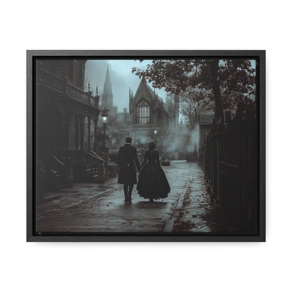 Gothic Couple Canvas, Romantic Wall Art, Vintage Love Decor, Victorian Home Accent, Romantic Gift for Her, Couple Artwork, Valentines Gift