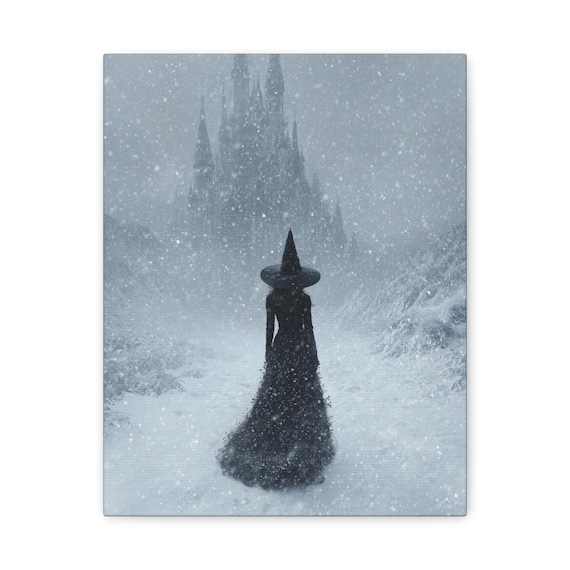 Enchanting Witch Canvas Wall Art: Gothic Halloween Decoration