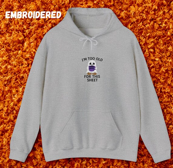 Ghost Embroidered Hoodie, Halloween Sweatshirt, Sheet Ghost Pullover, Funny Ghost Hoodie, Unisex Halloween Jumper