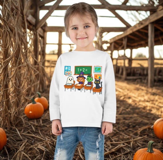 Halloween Toddler Long Sleeve Tee, Toddler Halloween Apparel, Halloween Tee for Toddlers, Kid's Gift, Fun Graphic Shirt