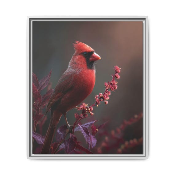Cardinal Wall Art,Cardinal Bird Print,Bird Framed Canvas, Cardinal Picture, Gift for Bird Lovers,Gift for Bird Lovers,Spiritual Art