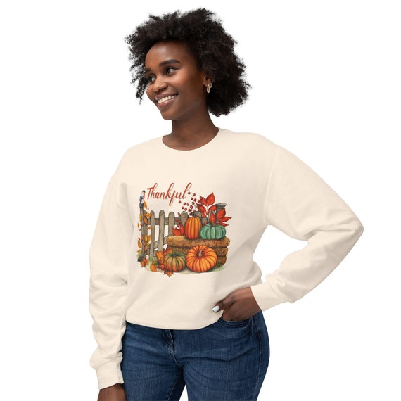Thankful Harvest Unisex Sweatshirt, Long Sleeve Fall Season Top, Autumn Thanksgiving Pullover, Grateful Sweater Gift, Comfy Jumper for Men