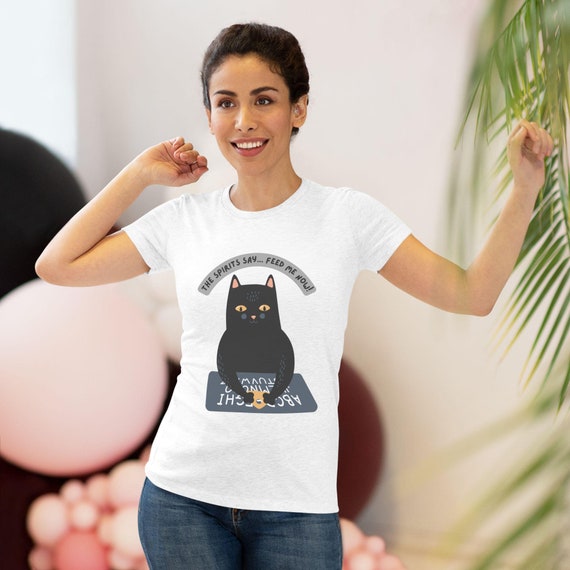 Cat Ouija Board Women's Tee, Witchy Short Sleeve Shirt, Occult Kitty Tshirt, Magic Feline Top, Pagan Wiccan Clothing, Halloween Fashion
