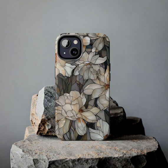 Elegant Stain Glass Look Floral Tough Phone Cases, Chic Cell Phone Covers, Durable Flower Phone Protection, Mothers Day Gift