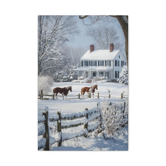 Horses in the Snow Wall Art Print, Home Decor, Nature Lover Gift, Horse Lover Gift, Christmas Gift