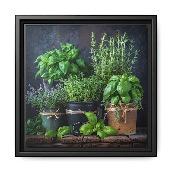 Framed Botanical Canvas Art Print, Indoor Plant Decor, Perfect Gift for Garden Lovers, Home and Kitchen Wall Art, Greenery Artwork
