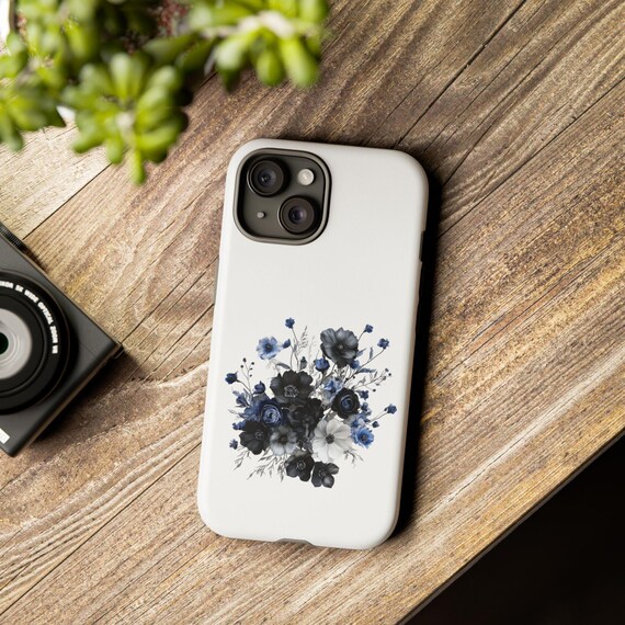 Elegant Floral Blue Tones Tough Cases, floral phone case, minimalist floral design phone case