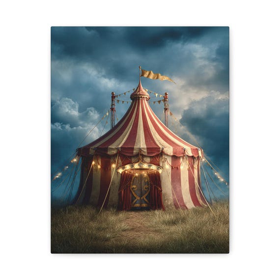 Circus-Themed Canvas Art,  Vintage Circus Wall Decor, Whimsical Circus Home Accents, Unique Gift for Circus Lovers, Vintage Style Art